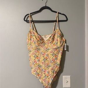 Old Navy Floral One Piece Swimsuit - Yellow Floral